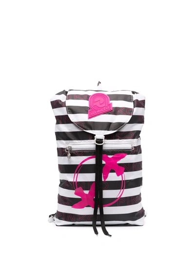 Pinko Packable Striped Backpack In Weiss