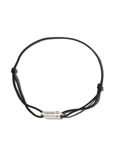 Le Gramme 3g Polished Sterling Silver Black Cord Bracelet Segment