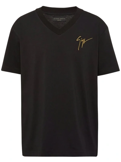 Giuseppe Zanotti Signature Embro Cotton Jersey T-shirt In Black
