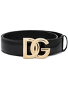 Dolce & Gabbana Black Belt With Logo Buckle In Schwarz