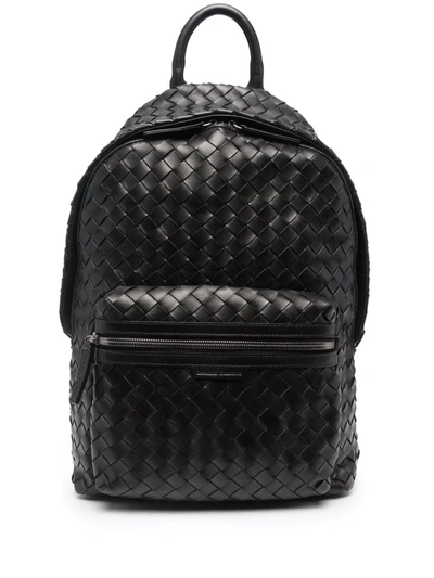 Officine Creative Armor Woven Leather Backpack In Schwarz