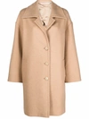 Palm Angels Beige Wool-blend Single-breasted Coat In Nude