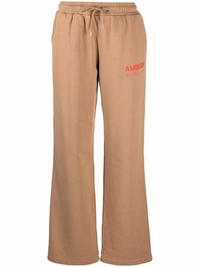 Ambush Logo-print Wide Leg Joggers In Nude