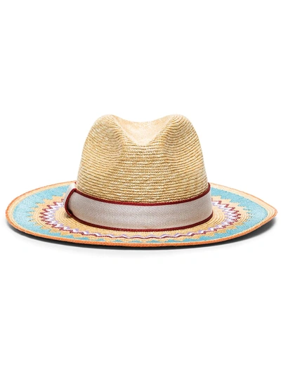 Missoni Embroidered Straw Trilby Hat In Tan