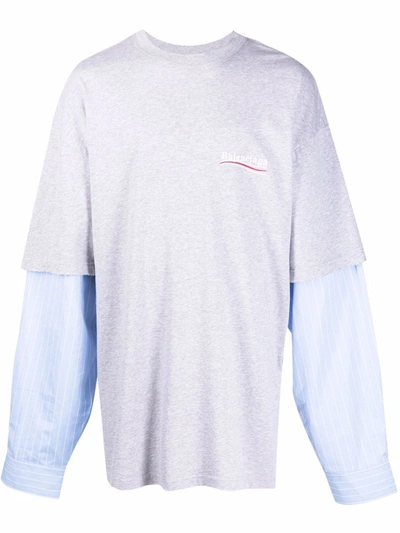 Balenciaga Layered T-shirt Heather Grey In Grau