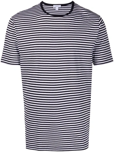 Sunspel Stripe-print Cotton T-shirt In Blue