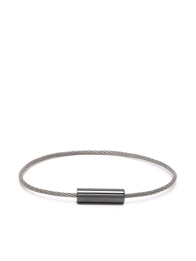 Le Gramme Silver Tone Le 7g Polished Ceramic Cable Bracelet In Black_ceramic