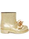 Jw Anderson Chain-link Glitter Ankle Boots In Gold