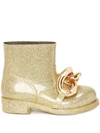 Jw Anderson Chain-link Glitter Ankle Boots In Yellow