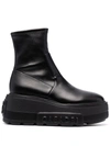Casadei C-chain Platform Ankle Boots In Schwarz