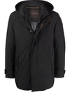 Moorer Double-layer Hooded Coat In Schwarz