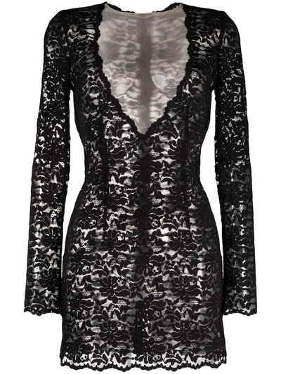 Dolce & Gabbana Mini Lace Dress In Schwarz