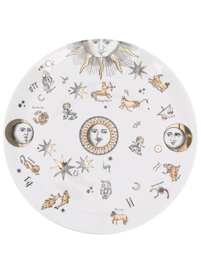 Fornasetti Astrology-print Porcelain Plate In Weiss