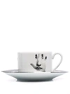 Fornasetti Tema E Variazioni Porcelain Cup-saucer In Weiss
