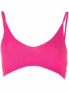 Jacquemus Pralu Cropped Embellished Ribbed-knit Top In Rosa