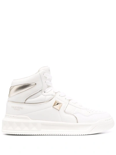 Valentino Garavani Roman Stud-embellishment Lace-up Sneakers In White