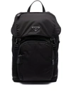 Prada Triangle Plaque Backpack In Schwarz