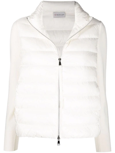 Moncler Contrast-panel Padded Jacket In Nude