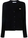 Maison Kitsuné Maison Kitsune V-neck Patch Logo Cardigan In Black