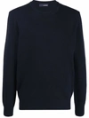Lardini Fine-knit Ribbed-trim Jumper In Blau
