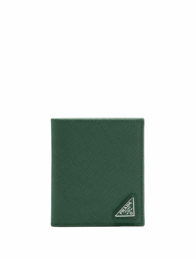 Prada Saffiano Leather Bifold Wallet In Grün
