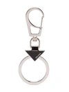 Prada Enamel Triangle Logo Keyring In Schwarz