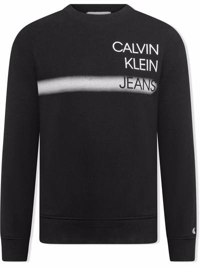 Calvin Klein Kids' Logo-print Cotton Sweatshirt In Black