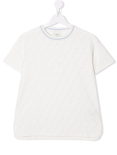 Fendi Teen Ff-logo Print T-shirt In White
