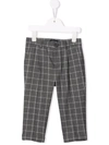Monnalisa Check Print Trousers In Grey