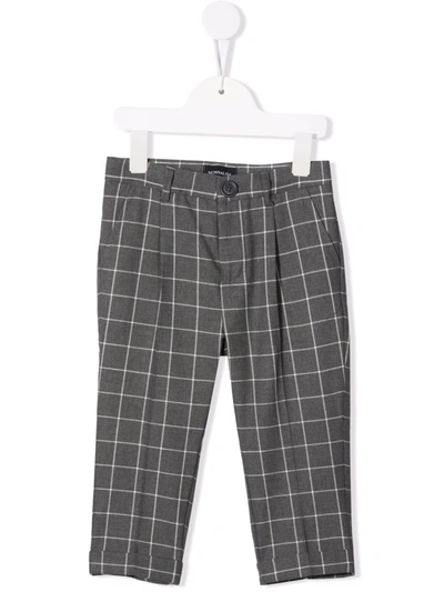 Monnalisa Kids' Check Print Trousers In Medium Grey
