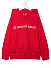 Mm6 Maison Margiela Teen Logo-print Rib-trimmed Hoodie In Red
