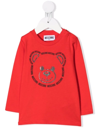 Moschino Babies' Teddy Bear-motif Logo Sweatshirt In Red