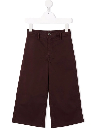 The New Society Kids' Wide-leg Organic Cotton Trousers In Red