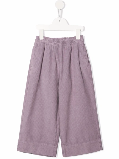 The New Society Kids' Corduroy Wide-leg Trousers In Purple
