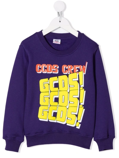 Gcds Kids' ' Crew' Sweatshirt In Purple
