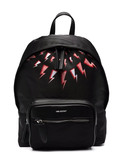 Neil Barrett Kids' Lightning Bolt Backpack In Black