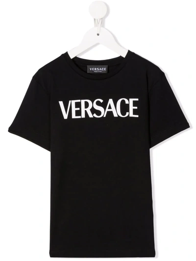 Versace Kids' Medusa Smile Logo-print T-shirt In Black