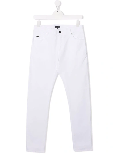 Emporio Armani Kids' Mid-rise Skinny Jeans In White