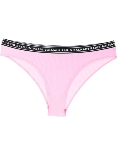 Balmain Logo-tape Detail Briefs In Pink