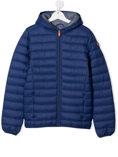 Save The Duck Teen Donny Hooded Padded Jacket In Blue