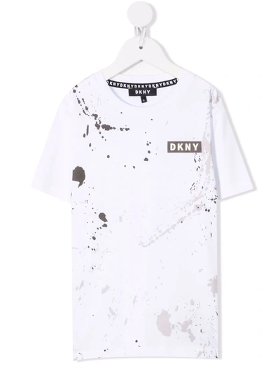 Dkny Kids' Paint Splatter T-shirt In White