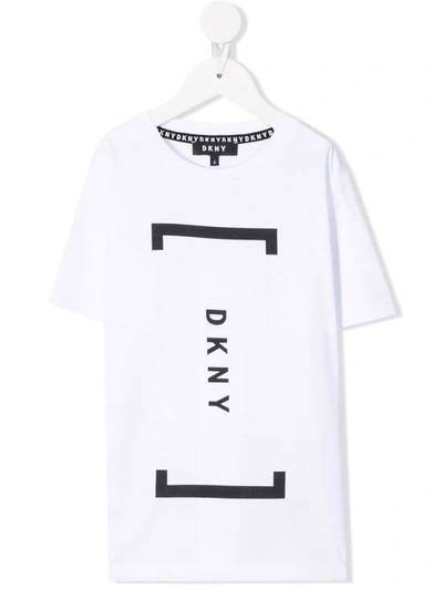 Dkny Kids' Logo-print Cotton T-shirt In White