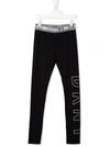 Dkny Teen Logo-print Logo-waist Leggings In Black