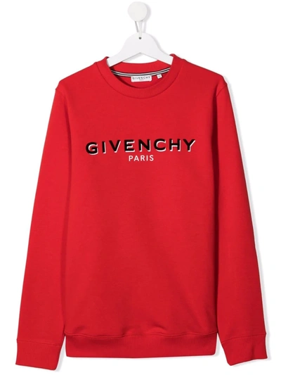 Givenchy Kids' Logo印花卫衣 In Red