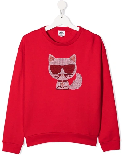 Karl Lagerfeld Kids' K/choupette 铆钉卫衣 In Red