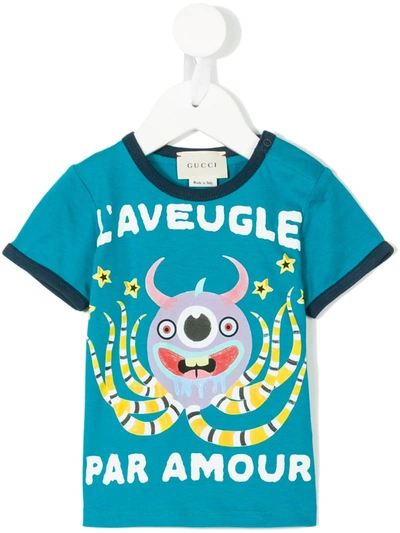 Gucci Babies' Octopus Print T-shirt In Blue