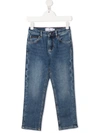 Philipp Plein Junior Skull-embroidered Jeans In Blue
