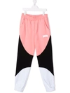 Msgm Teen Colour-block Track Trousers In Pink