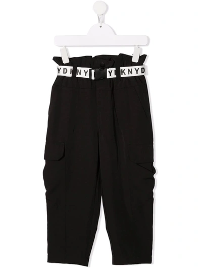 Dkny Kids' Highwaisted Trousers With Belt In Black