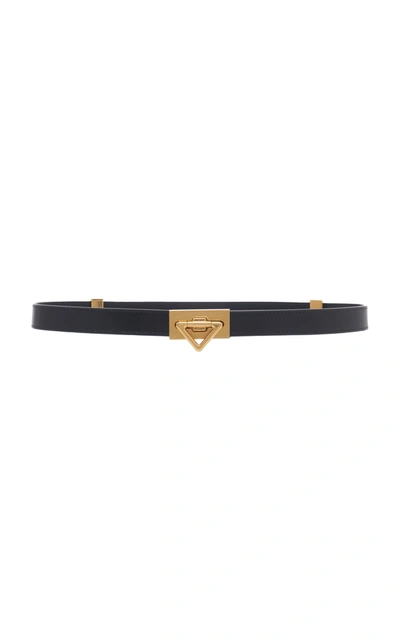 Bottega Veneta Twist-lock Buckled Belt In Black Gold